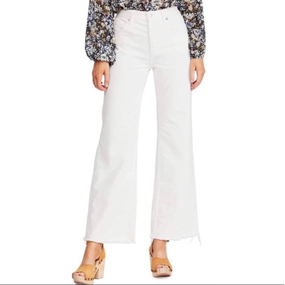 Free People High Rise Straight Flare in White Out - Picture 3 of 5